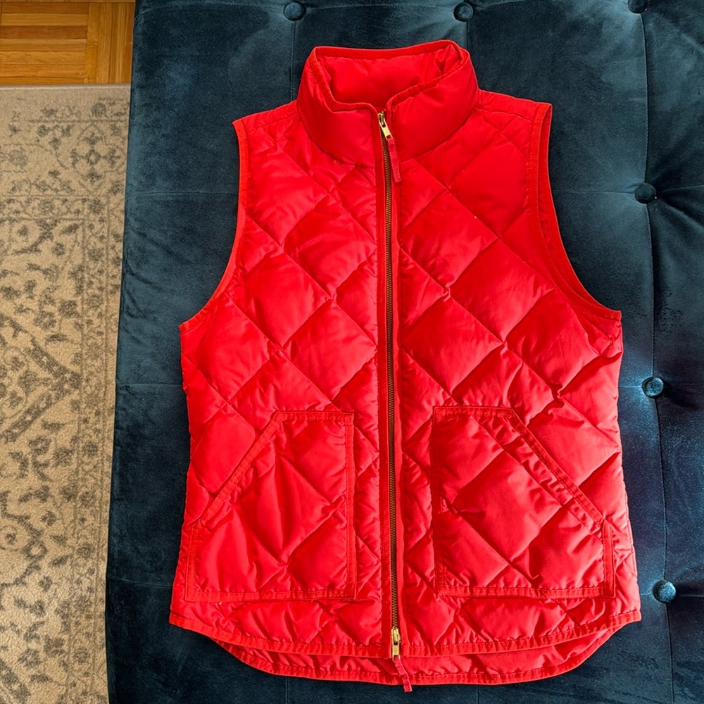 J. Crew Women’s Quilted Down Vest | Red, Size Small |
